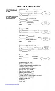 English Worksheet: Friday I�m in love