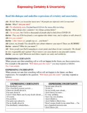English Worksheet: Expressing Certainty & Uncertainty       