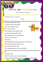 English Worksheet: The Fox and the Stork Play