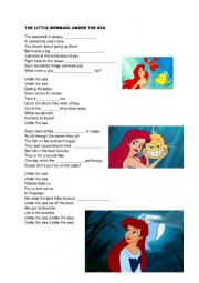 English Worksheet: a little mermaid- under the sea