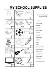 English Worksheet: My School Supplies