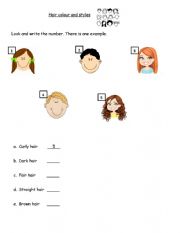 English Worksheet: Hair colour and styles