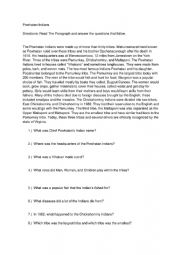 English Worksheet: Powhatan Indians Worksheet 