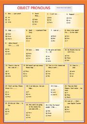 English Worksheet: OBJECT PRONOUNS