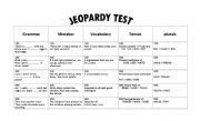 English Worksheet: JEOPARADY REVISION 