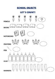 English Worksheet: school objects