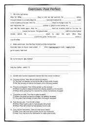 English Worksheet: past perfect exercise