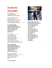 English Worksheet: Song, I�m with you
