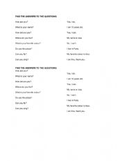 English Worksheet: Basic questions and answers