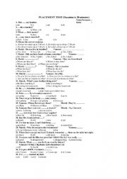 English Worksheet: placement test 1