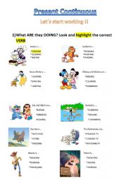 English Worksheet: PRSENT CONTINUOUS: WHAT ARE THEY DOING?