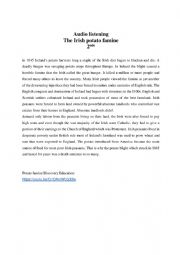 English Worksheet: The Irish Potato Famine
