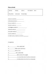 English Worksheet: Places of work and occupation