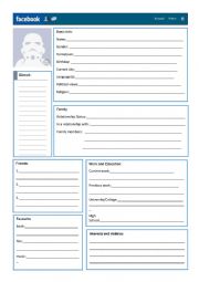 English Worksheet: Facebook profile form
