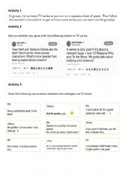English Worksheet: TV Shows and Text Speaking
