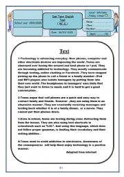 English Worksheet: 9th form end of term test 2