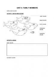 Baby Shark - family members worksheet