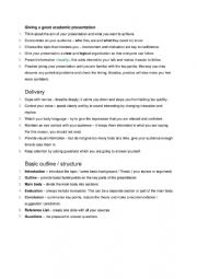 English Worksheet: tips abput presentations