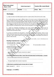 English Worksheet: END OF TERM TEST 2 8TH FORM