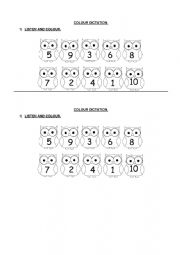 English Worksheet: COLOUR DICTATION
