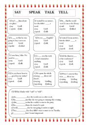 English Worksheet: Say - Speak - Talk - Tell