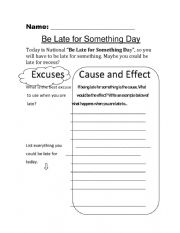 English Worksheet: Be late for something day