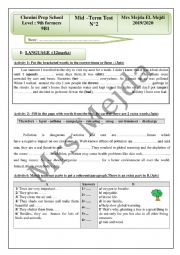 English Worksheet: Mid term Test N2