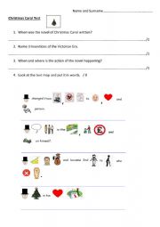 English Worksheet: Christmas Carol Test