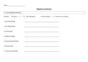 English Worksheet: Negatives sentences 1