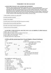 General Study Worksheet for 11th Graders