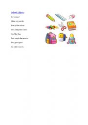 English Worksheet: School objects