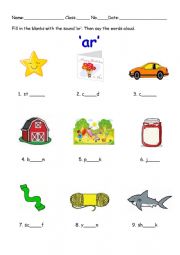 English Worksheet: long vowel ar worksheet