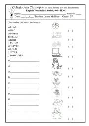 English Worksheet: Unscramble word - Toys