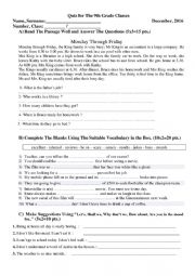 English Worksheet: A test for A2 Level