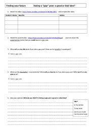 English Worksheet: A gap year : a good or bad idea? 