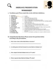 English Worksheet: Worksheet for the Sherlock Presentation