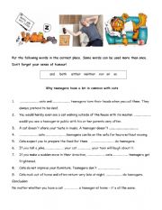 English Worksheet: Cats and Teens