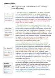 English Worksheet: Academic essay example: What do governments and individuals need to do to stop Covid-19?