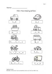 English Worksheet: Vehicles