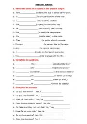 English Worksheet: Present Simple exercises