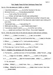 English Worksheet: when while