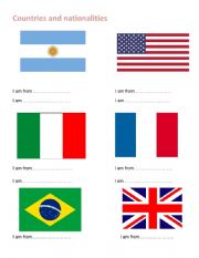 English Worksheet: countries and ntionalities