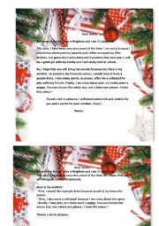 English Worksheet: A letter to Santa by Nancy 1/2