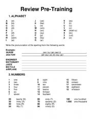 English Worksheet: PRE TRAINING TOPICS