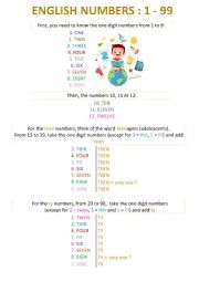 THE ENGLISH NUMBERS - LESSON / EXERCISES / KEY