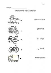 English Worksheet: Matching worksheet (Vehicles)