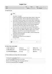 English Worksheet: My school test (special needs)