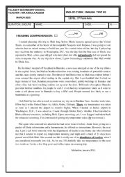 English Worksheet: A Full term Test N2  for third forms.  Arts section