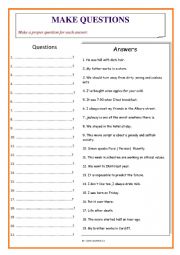English Worksheet: what is the question?