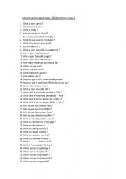 English Worksheet: Conversation Questions